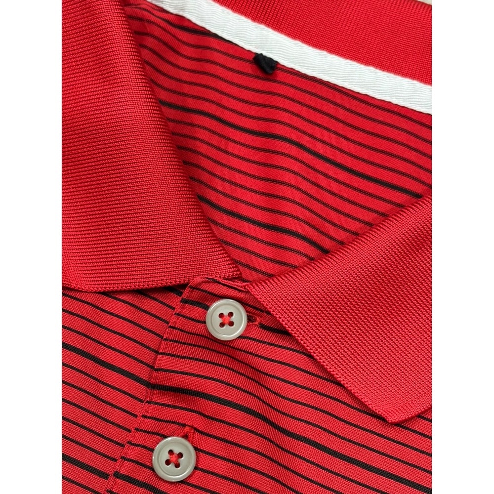 Adidas Mens Red Black Striped Short Sleeve Golf Polo Shirt XL